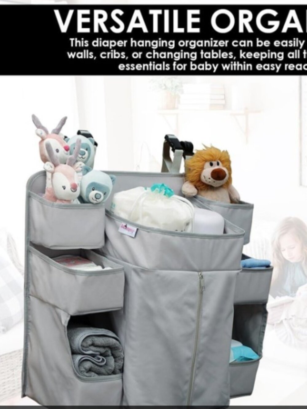 Portable Baby Diaper Hanging Organizer with Changing Mat